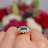 Ellibelle Jewellery Edwardian Style Natural Emerald & Diamond 18ct Gold Engagement Ring