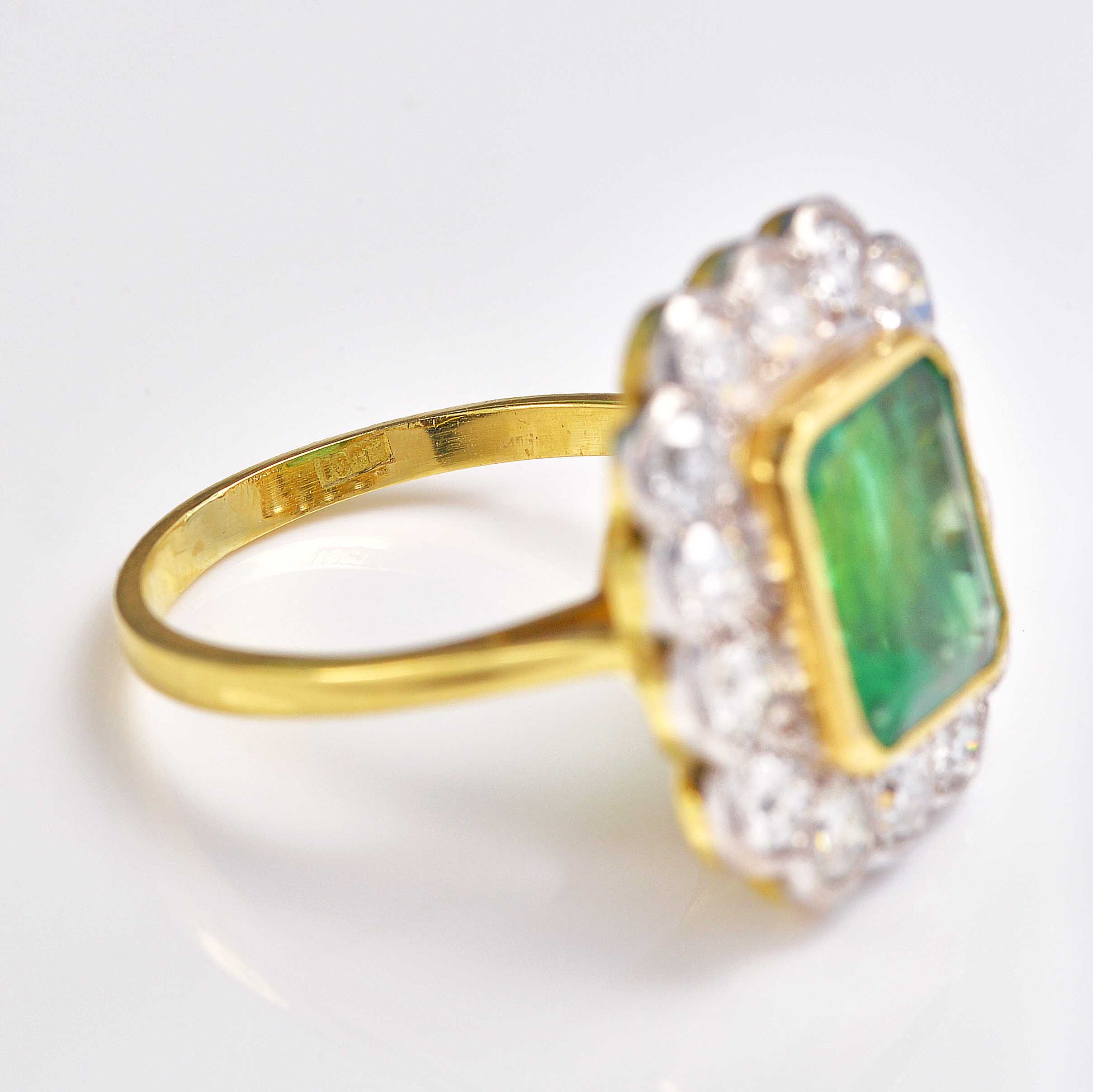 Ellibelle Jewellery Edwardian Style Natural Emerald & Diamond 18ct Gold Engagement Ring