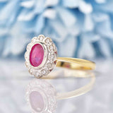 Ellibelle Jewellery Edwardian Style Natural Ruby & Diamond Cluster Ring