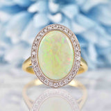 Ellibelle Jewellery Edwardian Style Opal & Diamond 18ct Gold Engagement Ring