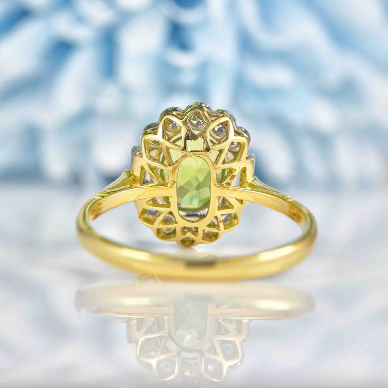 Ellibelle Jewellery Edwardian Style Peridot & Diamond 18ct Gold Cluster Ring