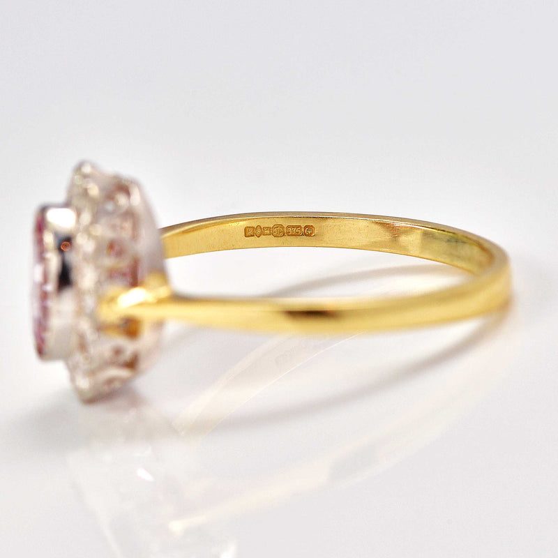 Ellibelle Jewellery Edwardian Style Pink Topaz & Diamond Cluster Ring