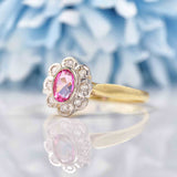 Ellibelle Jewellery Edwardian Style Pink Topaz & Diamond Daisy Cluster Ring