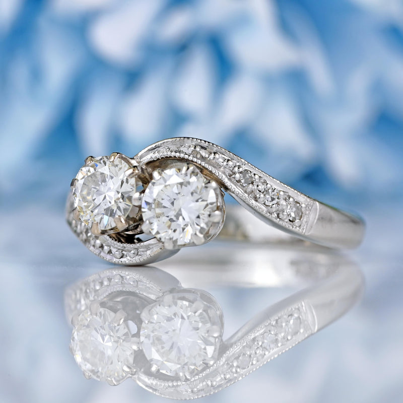 Ellibelle Jewellery Edwardian Style Platinum & Diamond Crossover Engagement Ring (1.00ct)