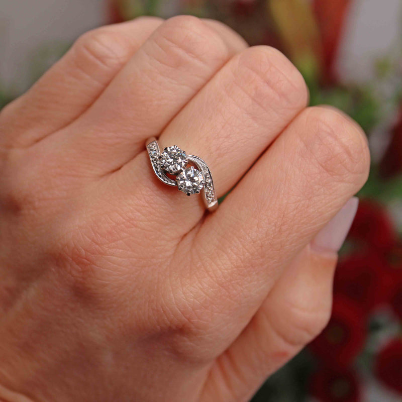 Ellibelle Jewellery Edwardian Style Platinum & Diamond Crossover Engagement Ring (1.00ct)