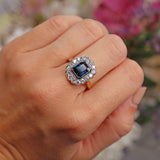 Ellibelle Jewellery Edwardian Style Sapphire & Diamond 18ct Gold Cluster Engagement Ring