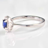 Ellibelle Jewellery Edwardian Style Sapphire & Diamond 18ct White Gold Oval Cluster Ring (0.46ct)