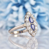Ellibelle Jewellery Edwardian Style Sapphire & Diamond Marquise Cluster Ring
