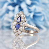 Ellibelle Jewellery Edwardian Style Sapphire & Diamond Marquise Cluster Ring