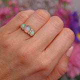 Ellibelle Jewellery Edwardian Three-Stone Opal & Old-Cut Diamond 18ct Gold Ring