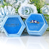 Ellibelle Jewellery Edwardian Three-Stone Sapphire & Diamond 18ct Gold Ring