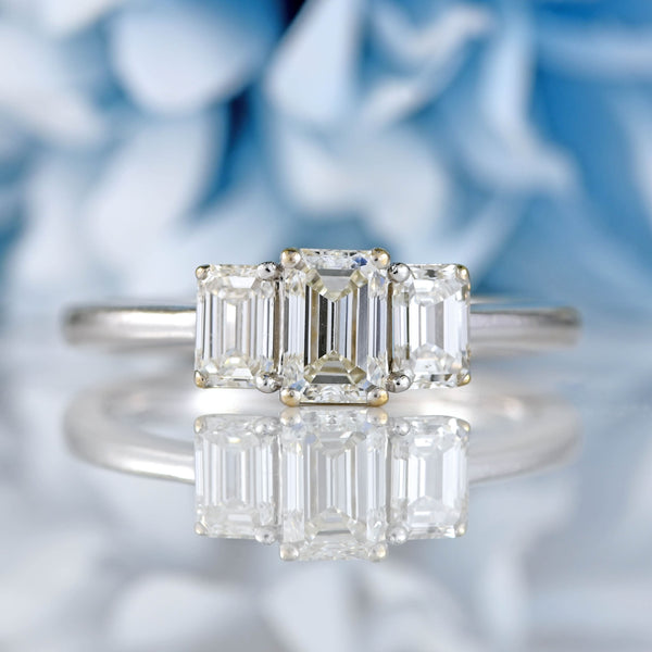 Ellibelle Jewellery Emerald-Cut Diamond 18ct White Gold Three-Stone Engagement Ring (1.07cts)