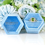 Ellibelle Jewellery Emerald-Cut Peridot & Diamond Platinum Geometric Cluster Ring (1.52cts)