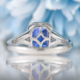 Ellibelle Jewellery Emerald-Cut Tanzanite & Diamond Platinum Halo Ring