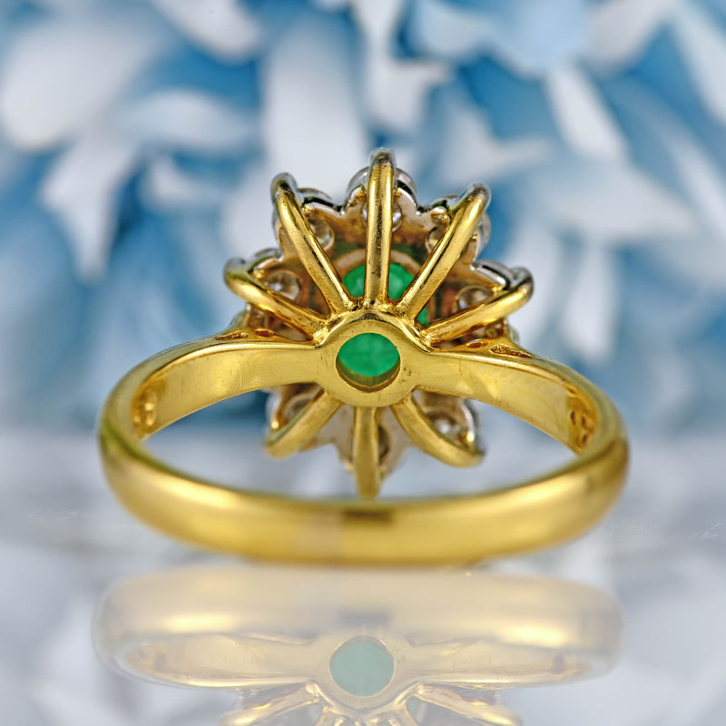 Ellibelle Jewellery Emerald & Diamond 18ct Gold Oval Cluster Engagement Ring (0.75cts)