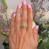 Ellibelle Jewellery Emerald & Diamond 18ct Gold Oval Cluster Ring (0.55cts)
