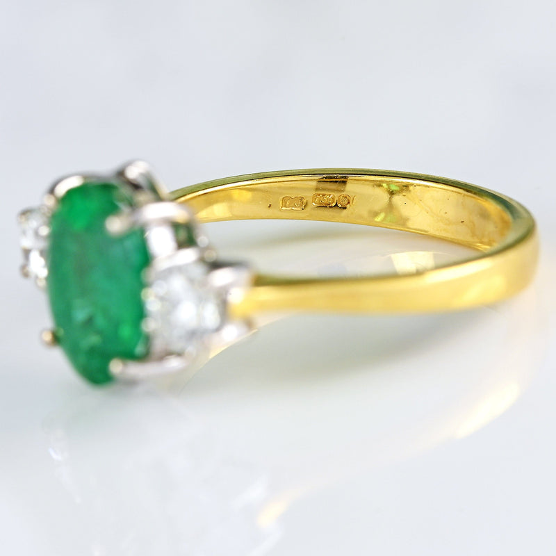 Ellibelle Jewellery Emerald & Diamond 18ct Gold Three-Stone Engagement Ring (1.85cts)