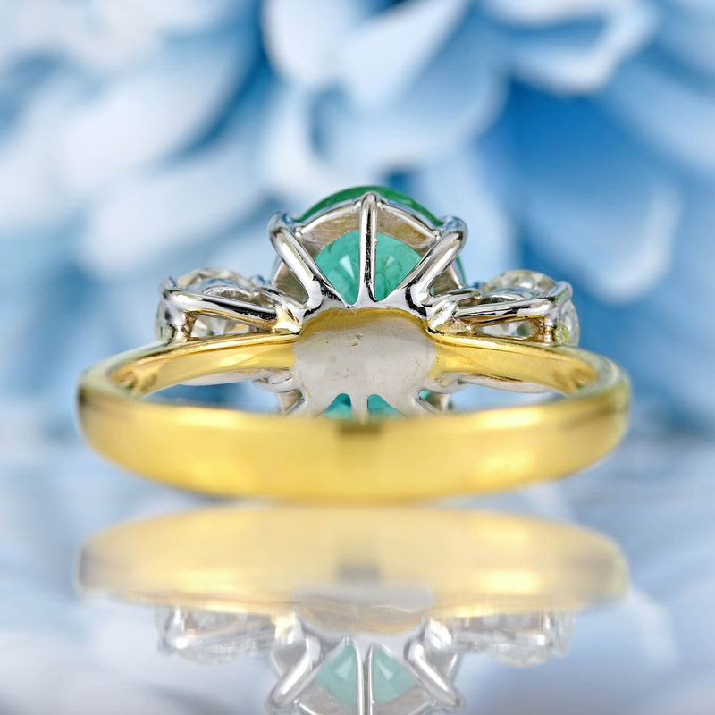 Ellibelle Jewellery Emerald & Diamond 18ct Gold Three-Stone Engagement Ring (1.85cts)