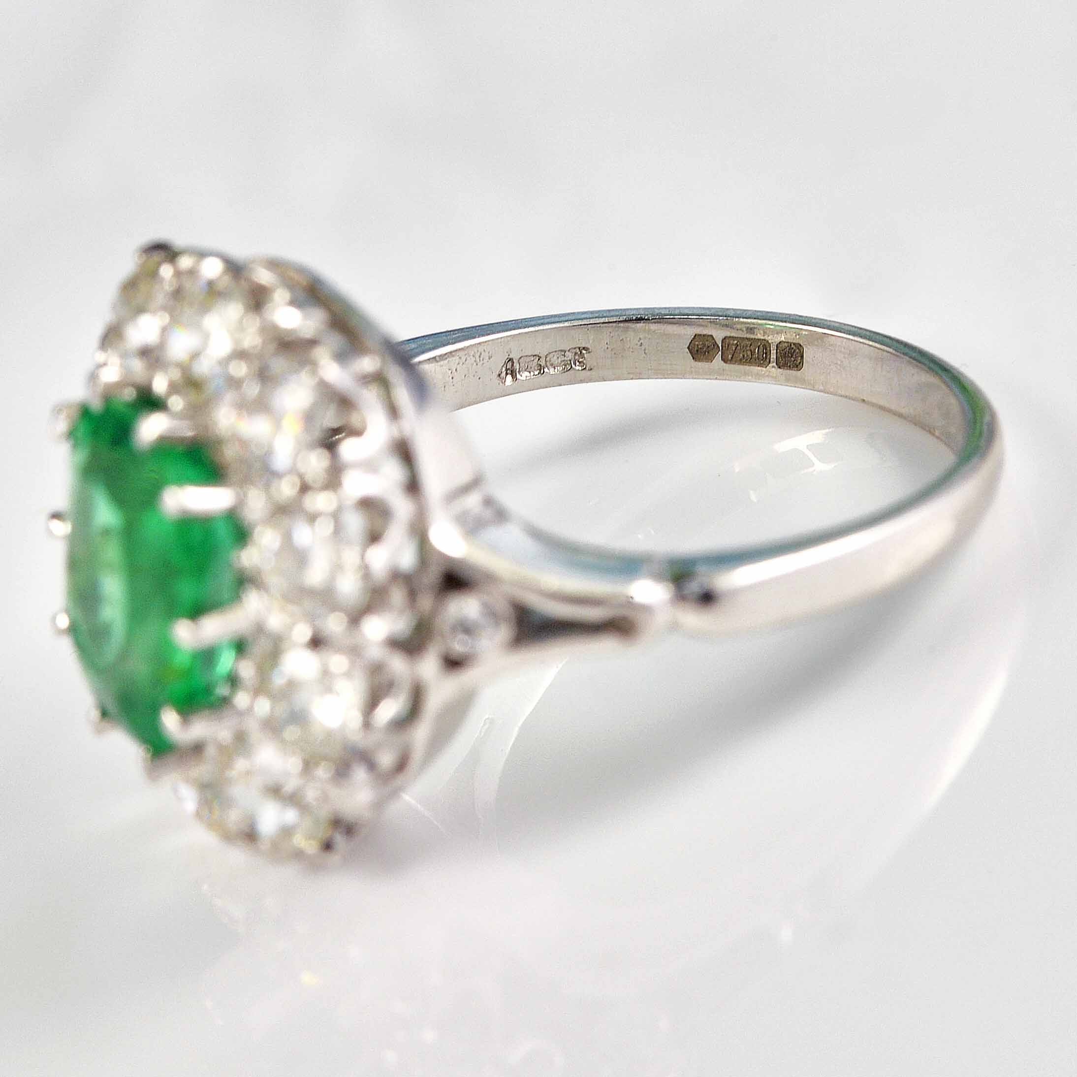 Ellibelle Jewellery Emerald & Diamond 18ct White Gold Cluster Engagement Ring (1.88ct)