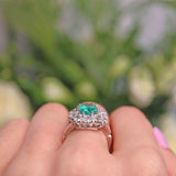 Ellibelle Jewellery Emerald & Diamond 18ct White Gold Cluster Engagement Ring (1.88ct)