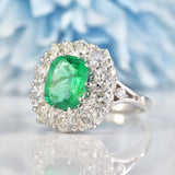 Ellibelle Jewellery Emerald & Diamond 18ct White Gold Cluster Engagement Ring (1.88ct)