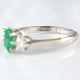 Ellibelle Jewellery Emerald & Diamond 18ct White Gold Three-Stone Engagement Ring (0.65cts)