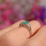 Ellibelle Jewellery Emerald & Diamond 18ct White Gold Three-Stone Engagement Ring (0.65cts)