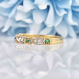 Ellibelle Jewellery Emerald & Diamond 9ct Gold Geometric Stacking Band Ring