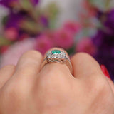 Ellibelle Jewellery Emerald & Diamond Platinum Rectangular Cluster Ring (0.85cts)