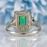 Ellibelle Jewellery Emerald & Diamond Platinum Rectangular Cluster Ring (0.85cts)