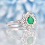 Ellibelle Jewellery Emerald & Diamond White Gold Cluster Ring
