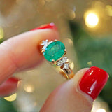 Ellibelle Jewellery Emerald & Vari-Cut Diamond 18ct Gold Seven-Stone Ring (1.45cts)