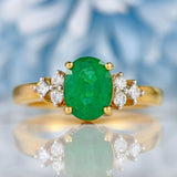 Ellibelle Jewellery Emerald & Vari-Cut Diamond 18ct Gold Seven-Stone Ring (1.45cts)