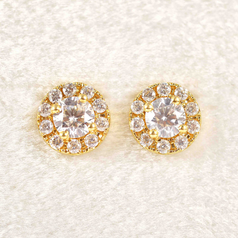 Ellibelle Jewellery French 18ct Gold Diamond Cluster Stud Earrings (0.90cts)