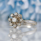 Ellibelle Jewellery French 1970s 18ct White Gold Diamond Cluster Ring