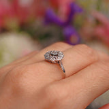 Ellibelle Jewellery French Art Deco 18ct White Gold Diamond Ring