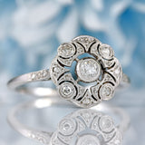Ellibelle Jewellery French Art Deco 18ct White Gold Diamond Ring