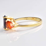 Ellibelle Jewellery Garnet & Citrine 9ct Gold Pear-Shaped Trilogy Ring