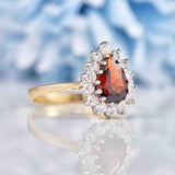 Ellibelle Jewellery Garnet & Diamond 9ct Gold Pear-Shaped Cluster Ring