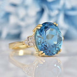 Ellibelle Jewellery London Blue Topaz & Diamond 9ct Gold Dress Ring (6.80ct)