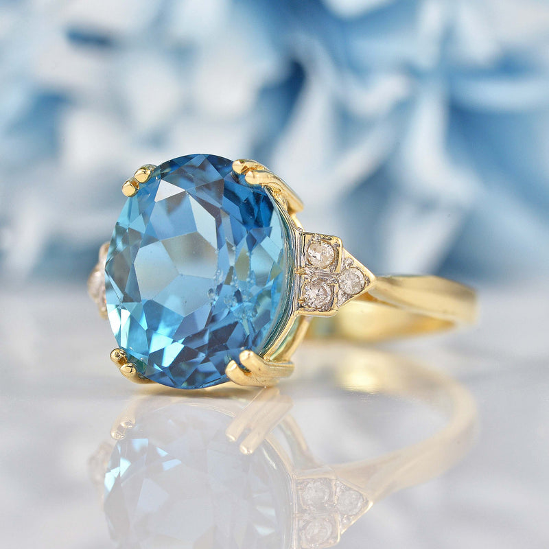 Ellibelle Jewellery London Blue Topaz & Diamond 9ct Gold Dress Ring (6.80ct)