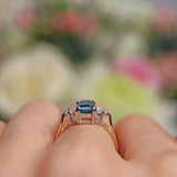 Ellibelle Jewellery London Blue Topaz & Diamond 9ct Gold Seven-Stone Ring