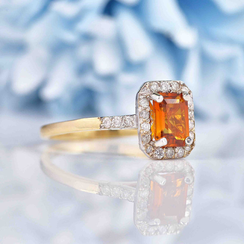 Ellibelle Jewellery Madeira Citrine & Diamond 9ct Gold Panel Ring