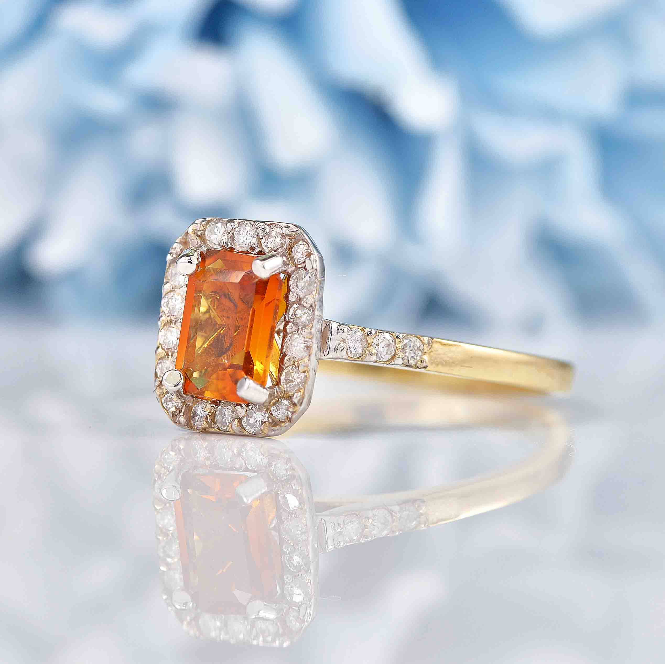 Ellibelle Jewellery Madeira Citrine & Diamond 9ct Gold Panel Ring