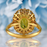 Ellibelle Jewellery Mid-Century Chrysoberyl & Diamond 18ct Gold Platinum Cluster Ring