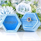 Ellibelle Jewellery Mid-Century Sapphire & Diamond 18ct Gold Cluster Ring
