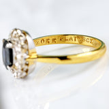 Ellibelle Jewellery Mid-Century Sapphire & Diamond 18ct Gold Platinum Cluster Ring