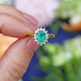 Ellibelle Jewellery Millennium Emerald & Diamond 18ct Gold Oval Cluster Ring (0.80cts)