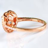 Ellibelle Jewellery Morganite & Diamond 14ct Rose Gold Heart-Shaped Halo Cluster Ring