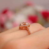 Ellibelle Jewellery Morganite & Diamond 14ct Rose Gold Heart-Shaped Halo Cluster Ring